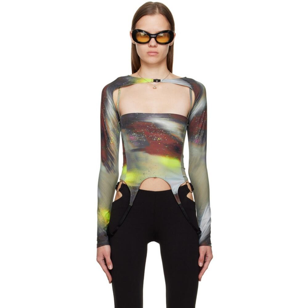 Miaou Multicolor Abstract Print Cutout Tank Top